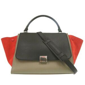 CELINE Black Leather Shoulder Bag